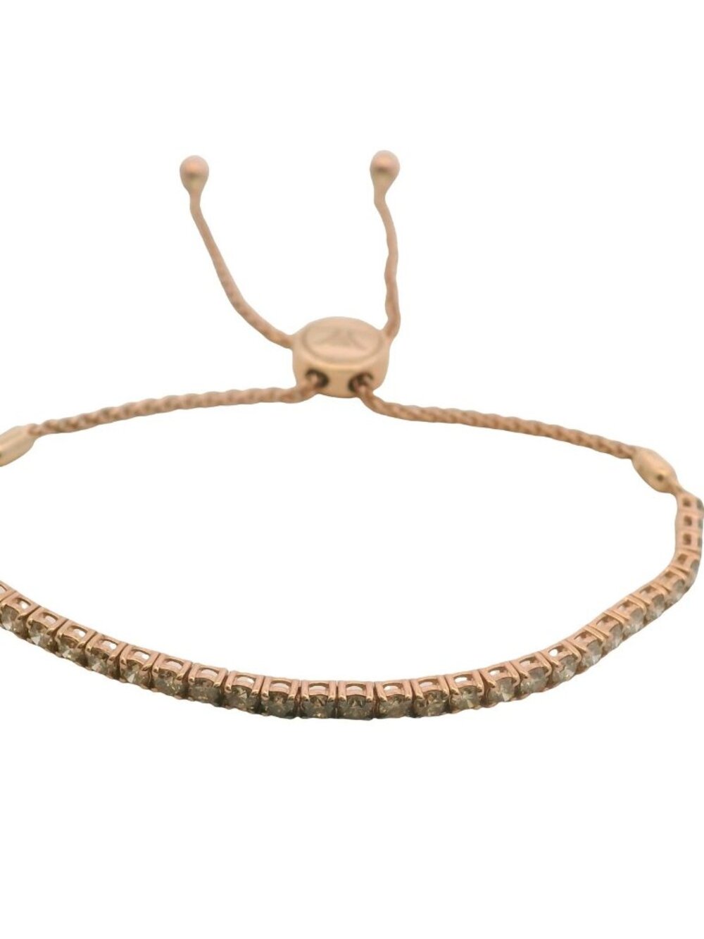 LeVian 14kt Rose Gold Cognac Diamond Adjustable Tennis Bolo Bracelet